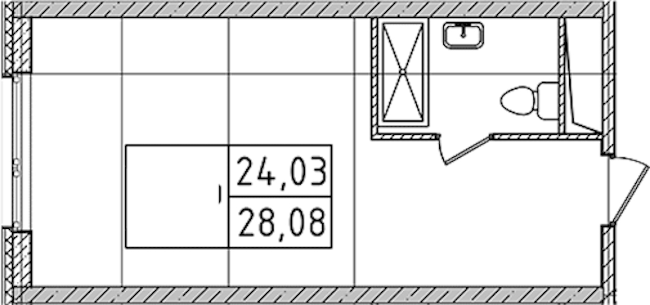 Квартира студия 28.08 м², 6/14 эт., Комплекс апартаментов «Ladozhsky Avenir»